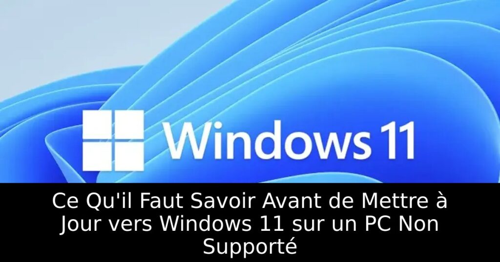 Ce Qu&rsquo;il Faut Savoir Avant de Mettre à Jour vers Windows 11 sur un PC Non Supporté