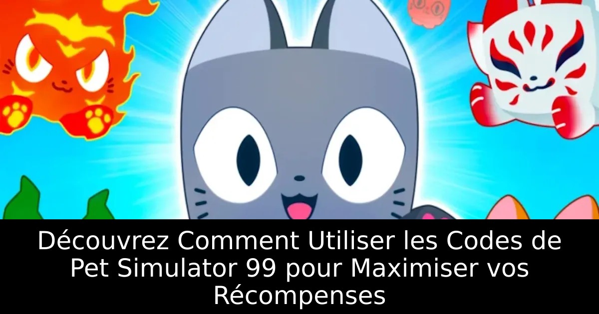 Découvrez Comment Utiliser les Codes de Pet Simulator 99 pour Maximiser vos Récompenses