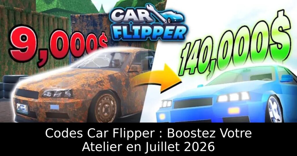 Codes Car Flipper : Boostez Votre Atelier en Juillet 2026