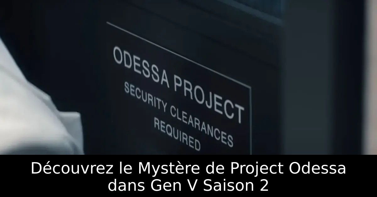 Découvrez le Mystère de Project Odessa dans Gen V Saison 2