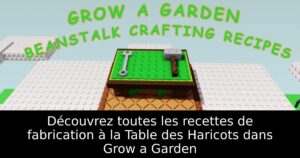 Découvrez toutes les recettes de fabrication à la Table des Haricots dans Grow a Garden