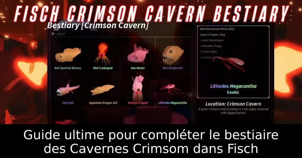 Guide ultime pour compléter le bestiaire des Cavernes Crimsom dans Fisch