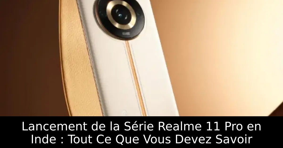 Lancement de la Série Realme 11 Pro en Inde : Tout Ce Que Vous Devez Savoir