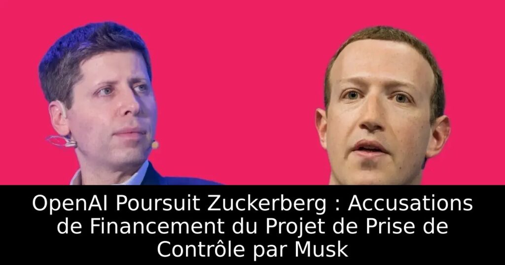 OpenAI Poursuit Zuckerberg : Accusations de Financement du Projet de Prise de Contrôle par Musk