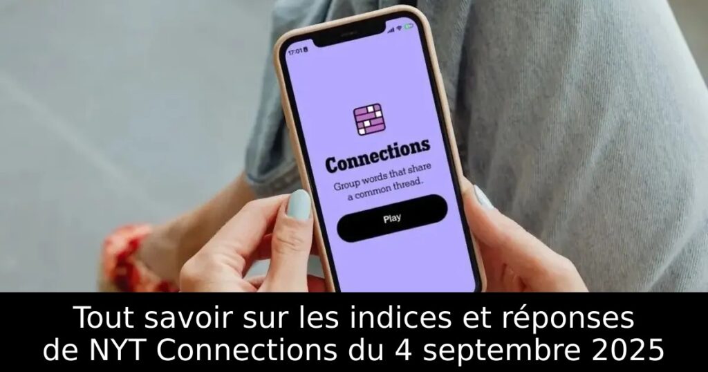 Tout savoir sur les indices et réponses de NYT Connections du 4 septembre 2025