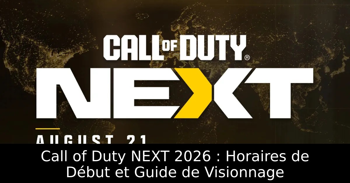 Call of Duty NEXT 2026 : Horaires de Début et Guide de Visionnage