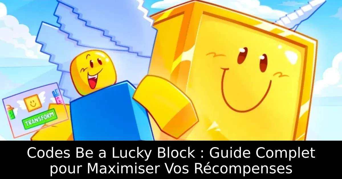 Codes Be a Lucky Block : Guide Complet pour Maximiser Vos Récompenses