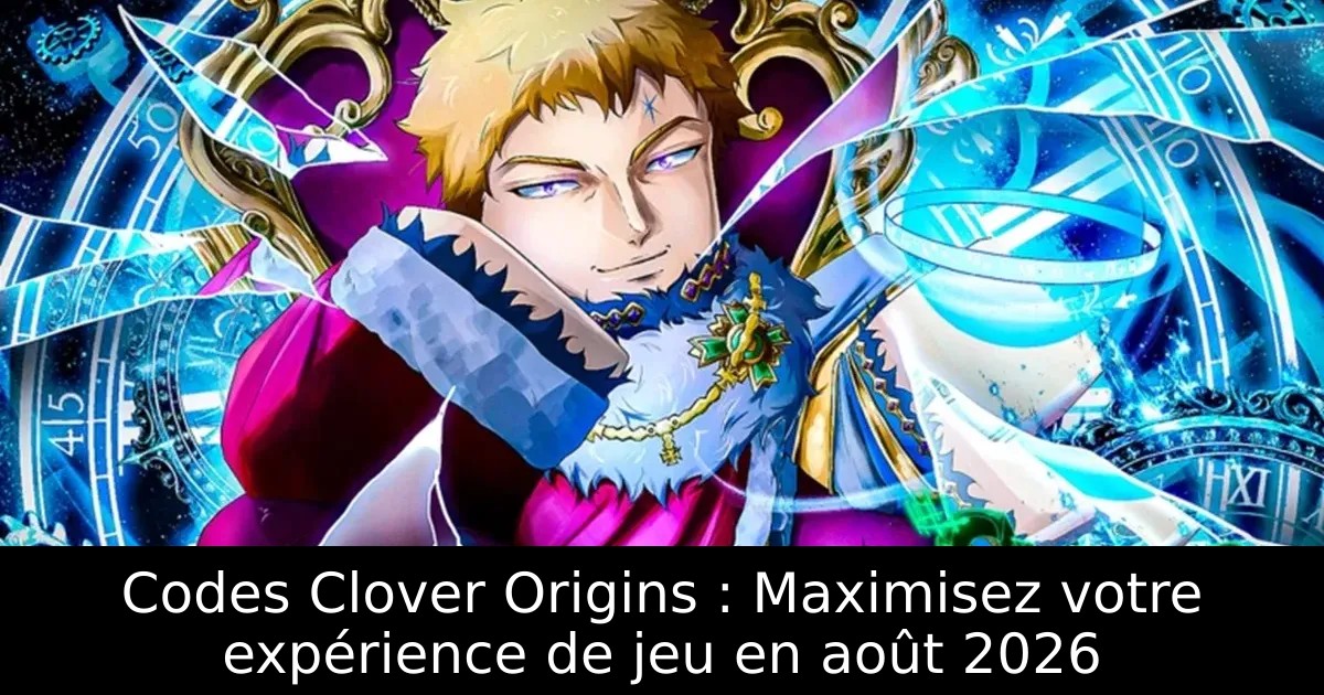Codes Clover Origins : Maximisez votre expérience de jeu en août 2026