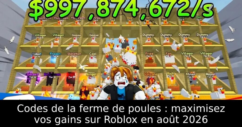 Codes de la ferme de poules : maximisez vos gains sur Roblox en août 2026
