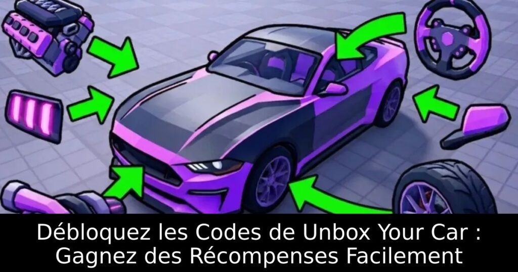 Débloquez les Codes de Unbox Your Car : Gagnez des Récompenses Facilement
