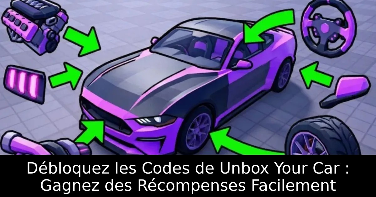 Débloquez les Codes de Unbox Your Car : Gagnez des Récompenses Facilement
