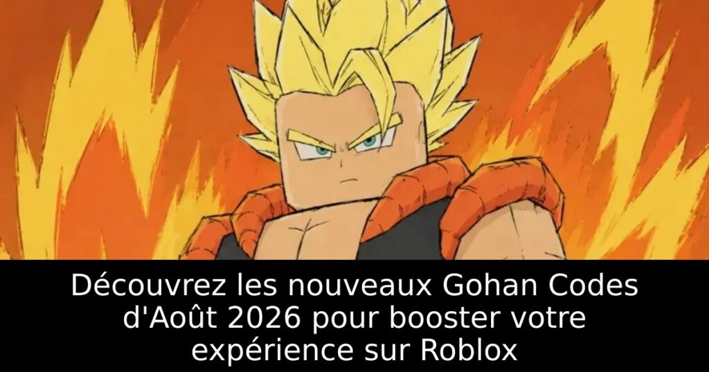 Découvrez les nouveaux Gohan Codes d&rsquo;Août 2026 pour booster votre expérience sur Roblox