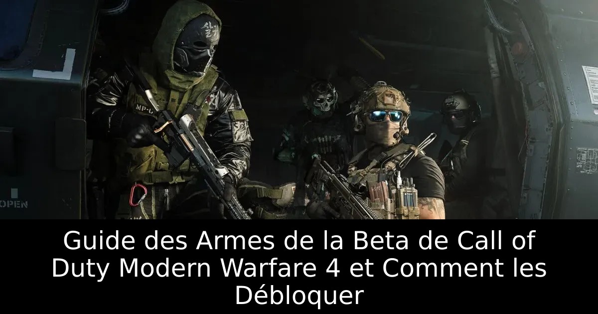 Guide des Armes de la Beta de Call of Duty Modern Warfare 4 et Comment les Débloquer