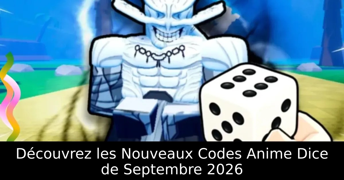 Découvrez les Nouveaux Codes Anime Dice de Septembre 2026