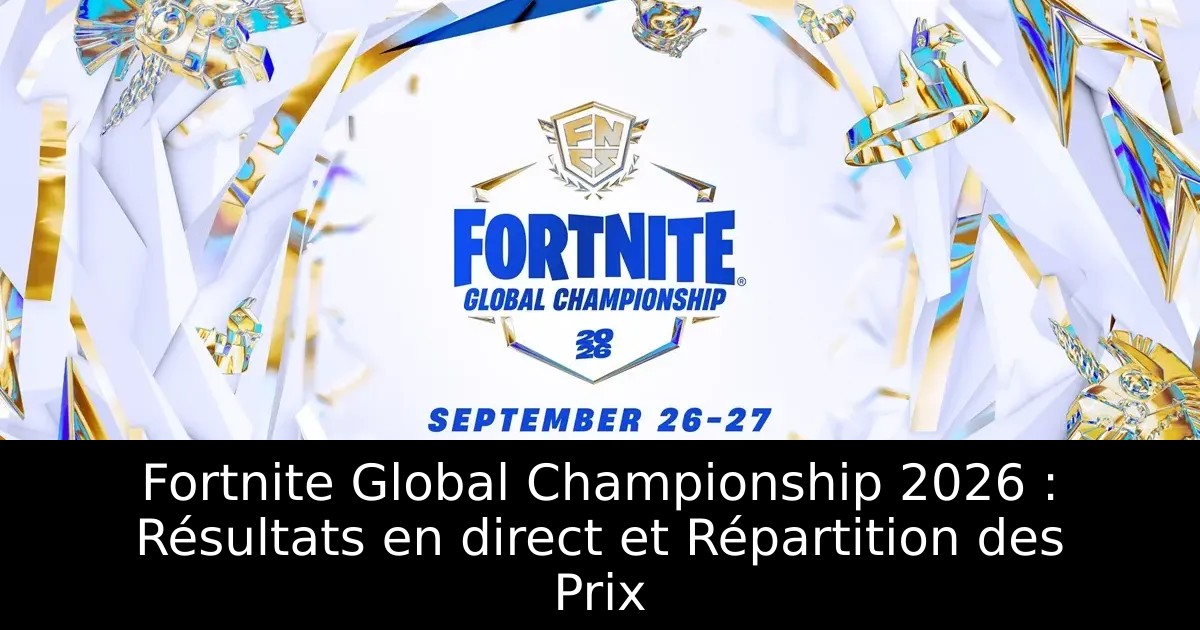 Fortnite Global Championship 2026 : Résultats en direct et Répartition des Prix
