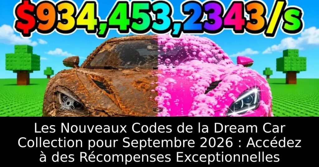 Les Nouveaux Codes de la Dream Car Collection pour Septembre 2026 : Accédez à des Récompenses Exceptionnelles