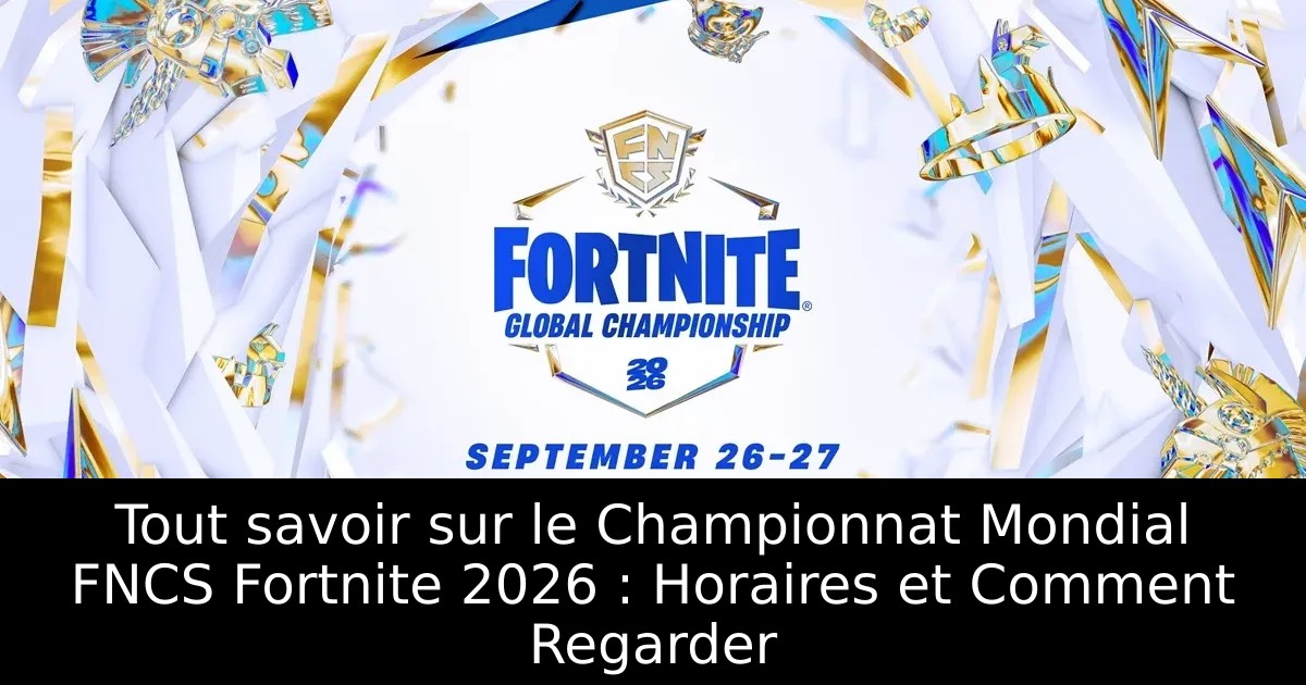 Tout savoir sur le Championnat Mondial FNCS Fortnite 2026 : Horaires et Comment Regarder