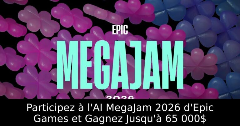 Participez à l&rsquo;AI MegaJam 2026 d&rsquo;Epic Games et Gagnez Jusqu&rsquo;à 65 000$